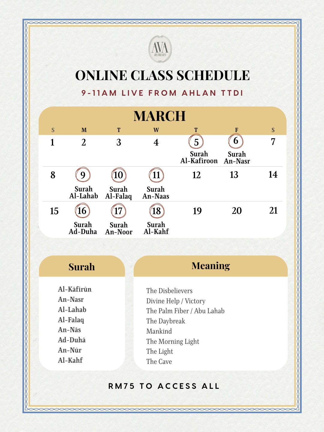 Virtual Ramadan Class 2026 - All Remaining Classes (1 Pax)