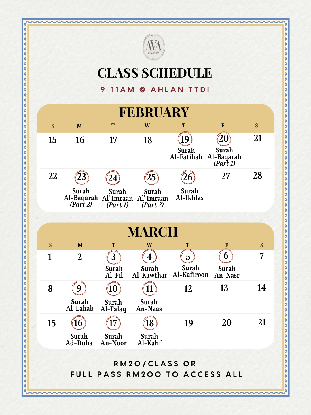 Ramadan Class 2026 (1 Pax)